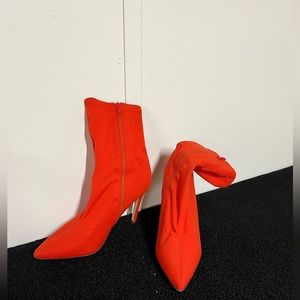 Orange shoe boots skinny heel